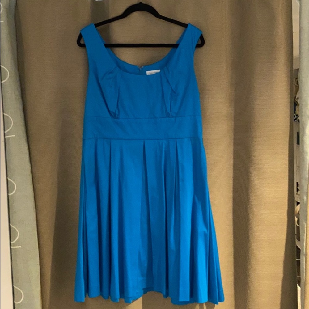 Cobalt blue fit and flare dress